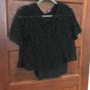 Splendid Lace Crop Top in Black (2 Layer) Sz Medium